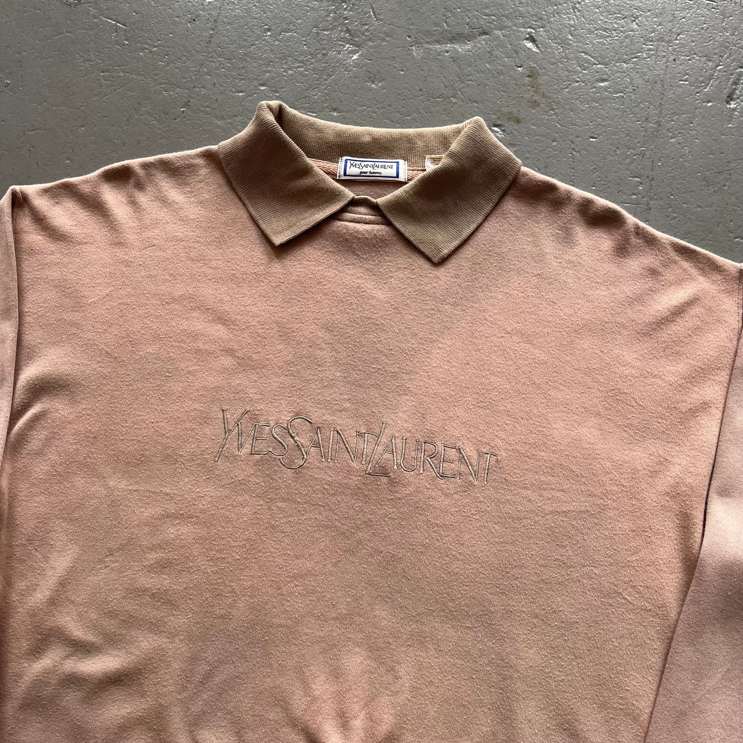 Image of Vintage YSL spellout collared sweatshirt size M