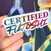 Image 3 of Clear rainbow holo sticker for certified yaoi, yuri, and self-insert likers