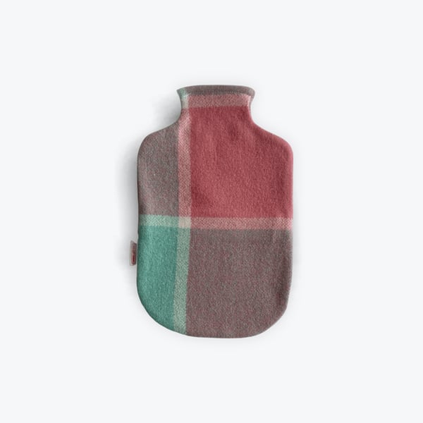 Image of Hot Water Bottle Cover - Coral Pink & Green