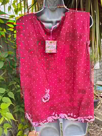 Image 8 of Mykonos sari jewel oversized waistcoat / top 10-18 red tie dye