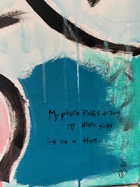 Image 2 of Bleeding Hearts/2am Acrylic & Watercolor painting SIGNED 