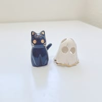 Image 3 of Glow in dark ghost cat ceramic figurine