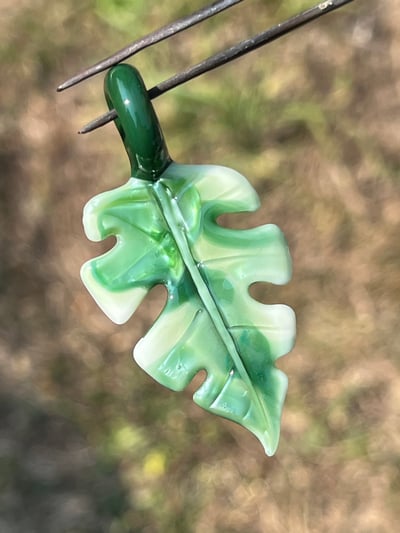 Image of Small Varigated Monstera Leaf Pendant 4