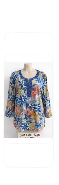 Image 2 of New XXL Croft & Barrow Bedazzled Collar Top #668*8