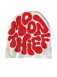Image 2 of Moon Thief Beanie - White/Red