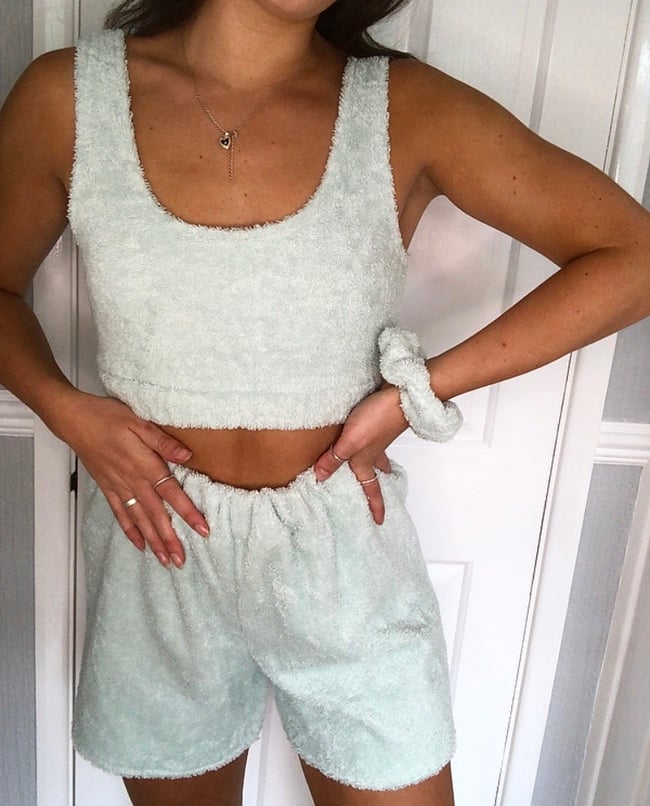 Towelling elastic crop top