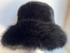 Black Fluffy Fur Bucket Hat