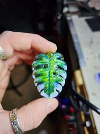 Image 2 of layered color variegated monstera leaf pendant🌿