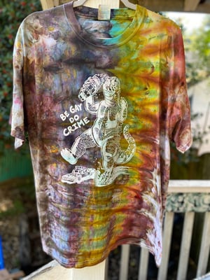 Image of XL Godzilla Be Gay Do Crime Tie Dye Shirt 5