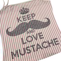 Image 3 of love_mustache stripe cami (pink)