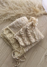 Image 1 of Knitted set - blanket and bonnet with pompom