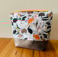 Image 1 of Fabric Zipper Pouch - Australian Animals on Light Blue