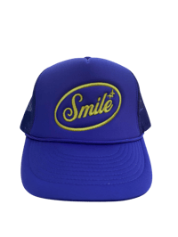 Purple and gold smile trucker hat 