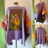 Image 1 of Upcycled “Pink Floyd/Art Deco” t-shirt kantha poncho