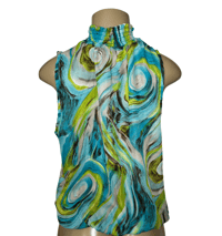 Image 2 of Abstract Swirl Halter Top – Blue & Green | Size L Pre-Owned