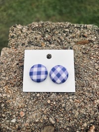 Image 1 of 19mm Gingham Button Earrings