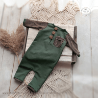 Image 1 of Boy romper - Callan - 9-12 months - army green and brown