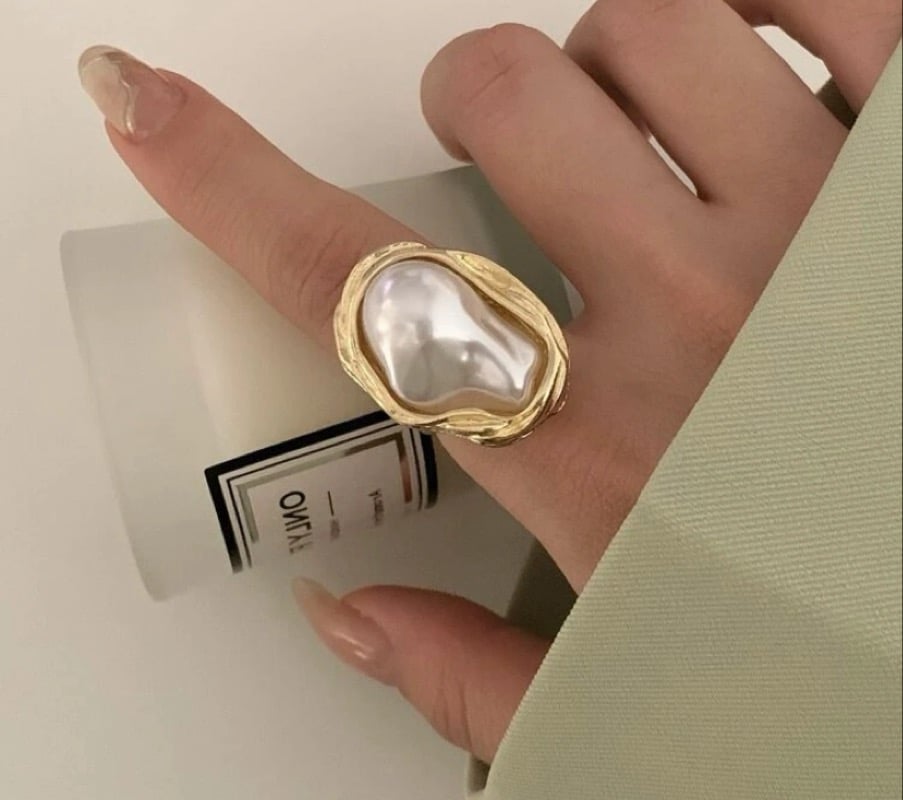 Image of “Faux Pearl Adjustable Ring”