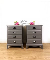 Image 1 of Painted grey Stag Minstrel Pair of Bedside Tables Cabinets Chest Of Drawers 