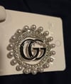 Brooch- Pearl, Bling silver & black