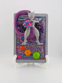 Image 1 of Mewtwo Pokemon TCG Card Handpainted 3D Wall Art