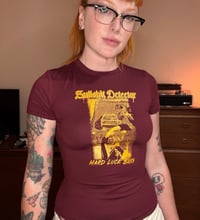 Yellow on maroon babydoll tee