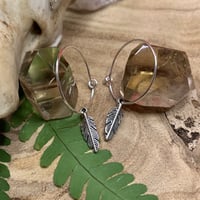 Image 1 of Feather Hoop Earrings