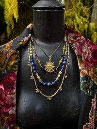 Image 1 of Lapis Lazuli Sun Charm 4 teir necklace 