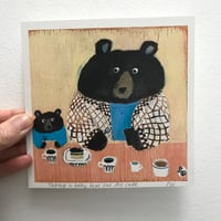 Image 4 of Small square art print-Bears with cake 