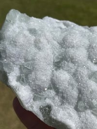 Image 4 of Green Cubic Fluorite On Druzy White Quartz Specimen #2318