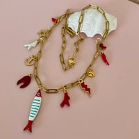 Image 1 of Ocean Theme 1 - Gold Paperclip Charm Necklace