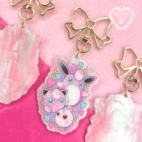 Image 2 of Pink Shell Clefairy & Jigglypuff Family Keyring