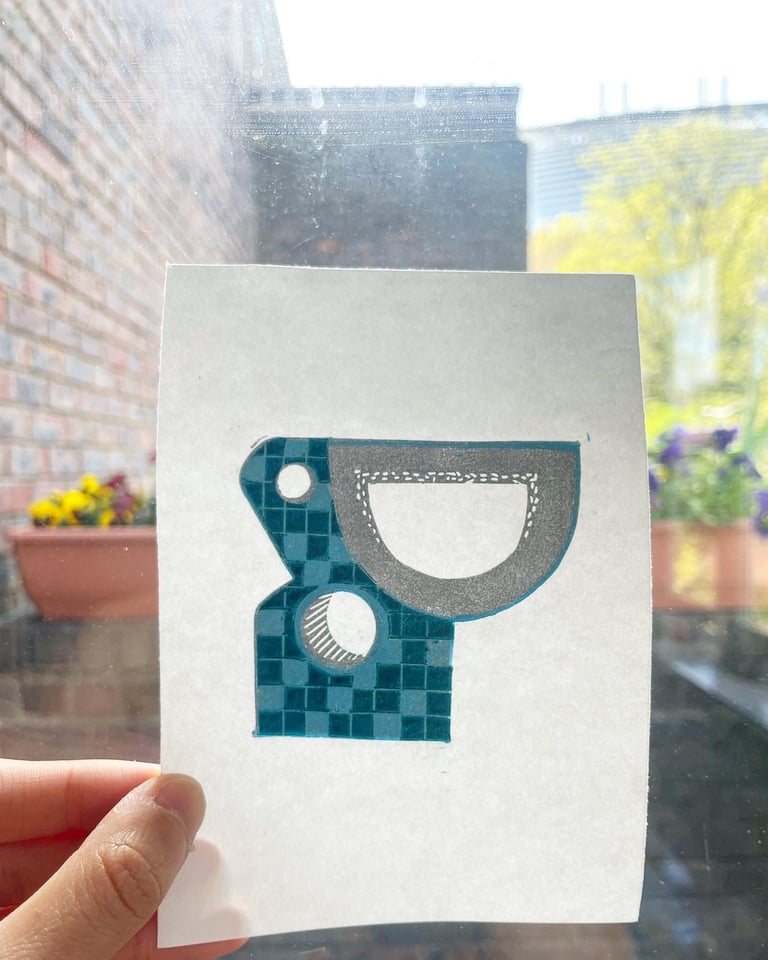 Singapore playgrounds: Pelican (Handmade relief print: limited edition)