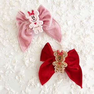 Image of Gingerbread Mickey + Minnie Hair Clips 
