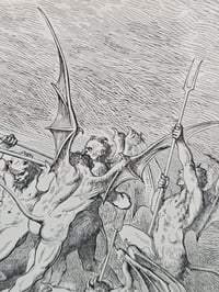 Image 8 of Large -STATEMENT PIECE "1800's Dante Inferno Gustave Dore" page with preserved spider web - D
