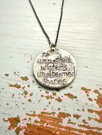 Image 4 of sapphire pendant with hand engraved Shakespeare quote