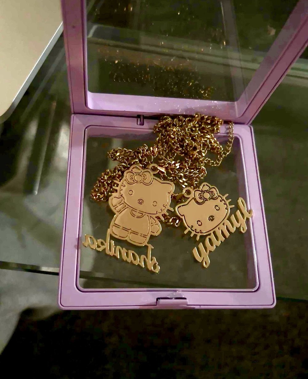 Image of Gold plated Custom cartoon character necklaces with name