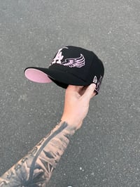 Image 2 of  PINK BRIM BLACK LOS ANGELES DODGERS CUSTOM FITTED CAP