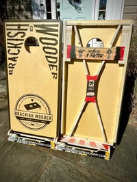 Image 4 of Brackish Wooder Cornhole Boards - Triangle Words - Black Border - New Logo - MT6356