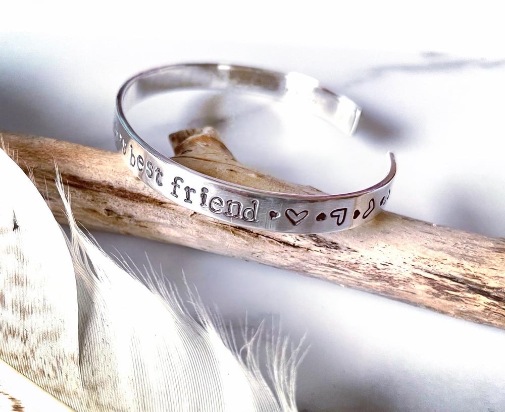 Handmade Daughter Mother Best Friend Silver Cuff Bracelet 925