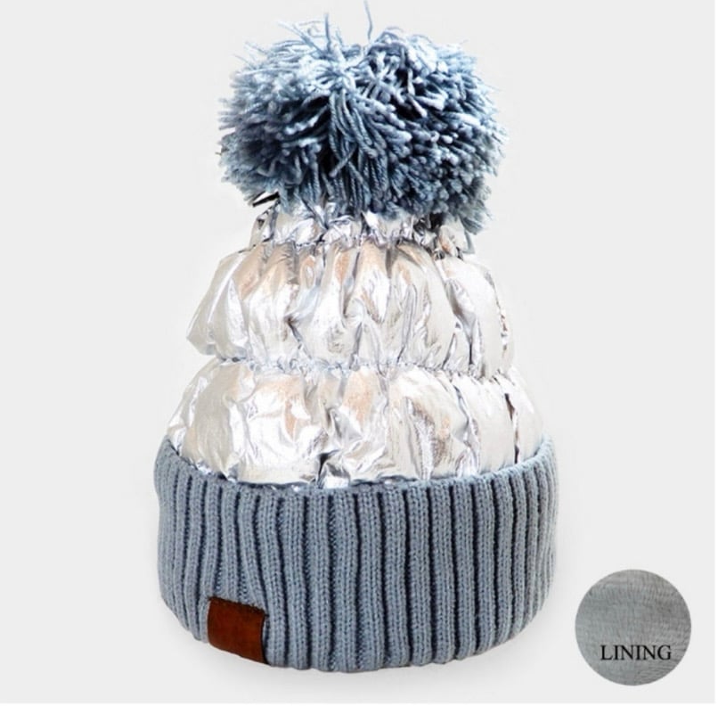 Image of Fleece Lining Puffer Knit PomPom