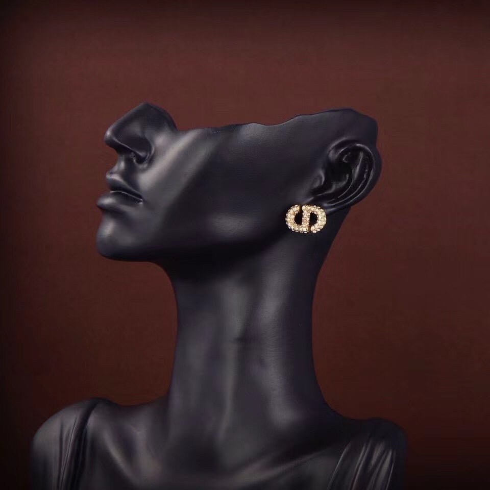 New CD Gold plated Rhinestone Earrings 
