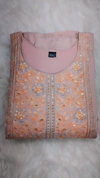 Image 1 of KSV8112-3Pcs Soft Roman Silk Kurtha Set