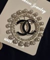 Brooch-Pearls, Silver & Black