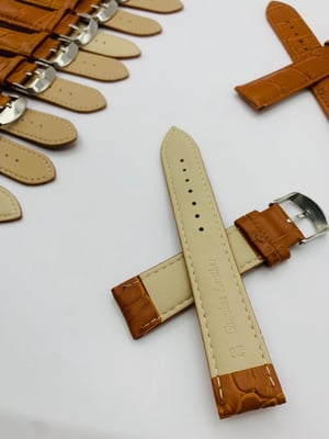 Image of LOTS OF 5 & 10 X CROC LEATHER GENTS WATCH STRAPS,18mm/20mm,BLACK,BROWN,ORANGE,TOP QUALITY,NEW.