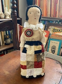 Image 3 of Grace - Folk doll with patchwork skirt and brooch 