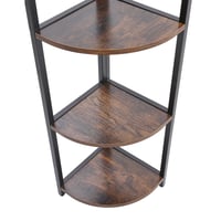 Image 3 of Brown 5 Tier Corner Shelf – Space Saving Book & Display Rack for Home & Office
