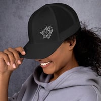 Image 2 of Classic Trucker 6 panel Embroidered Rose Hat