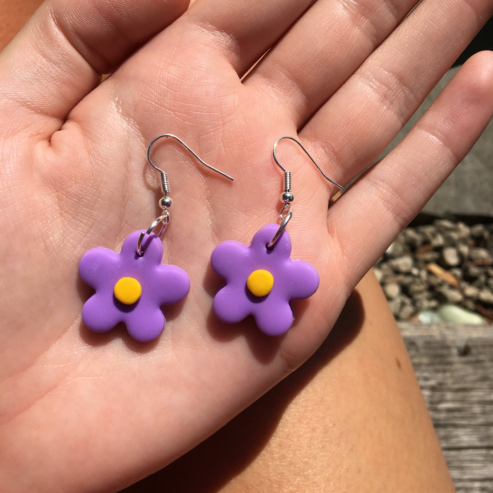 polymer resin stud earrings and small flowers