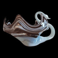 Image 2 of Murano Style Swan Sculpture Purple and White